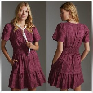 Anthropologie Burgundy Somerset Mini Dress size medium
